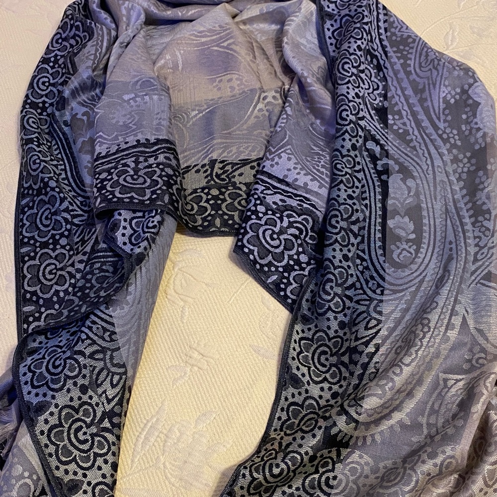 Pashmina Black and Gray Paisley Scarf